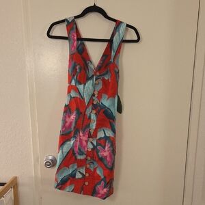 FARM Rio Tropical Red and Blue Mini Dress